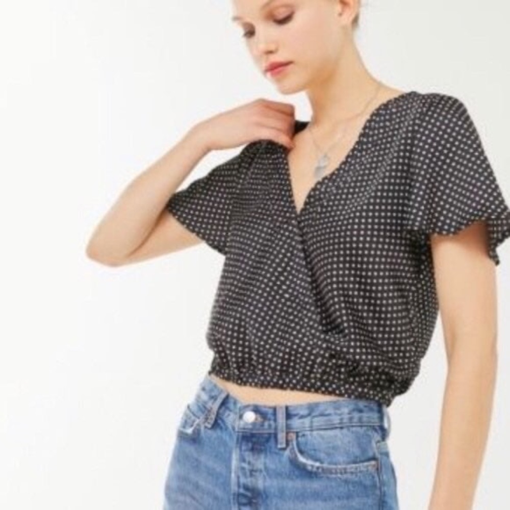 UO polkadot cross front blouse